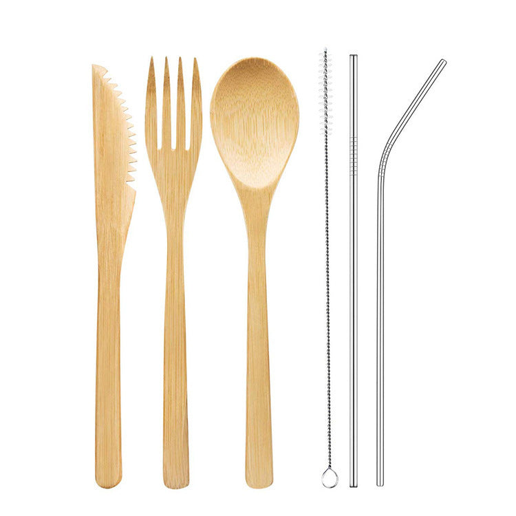 Bamboo Cutlery Set for Travel, Camping, and Everyday Use