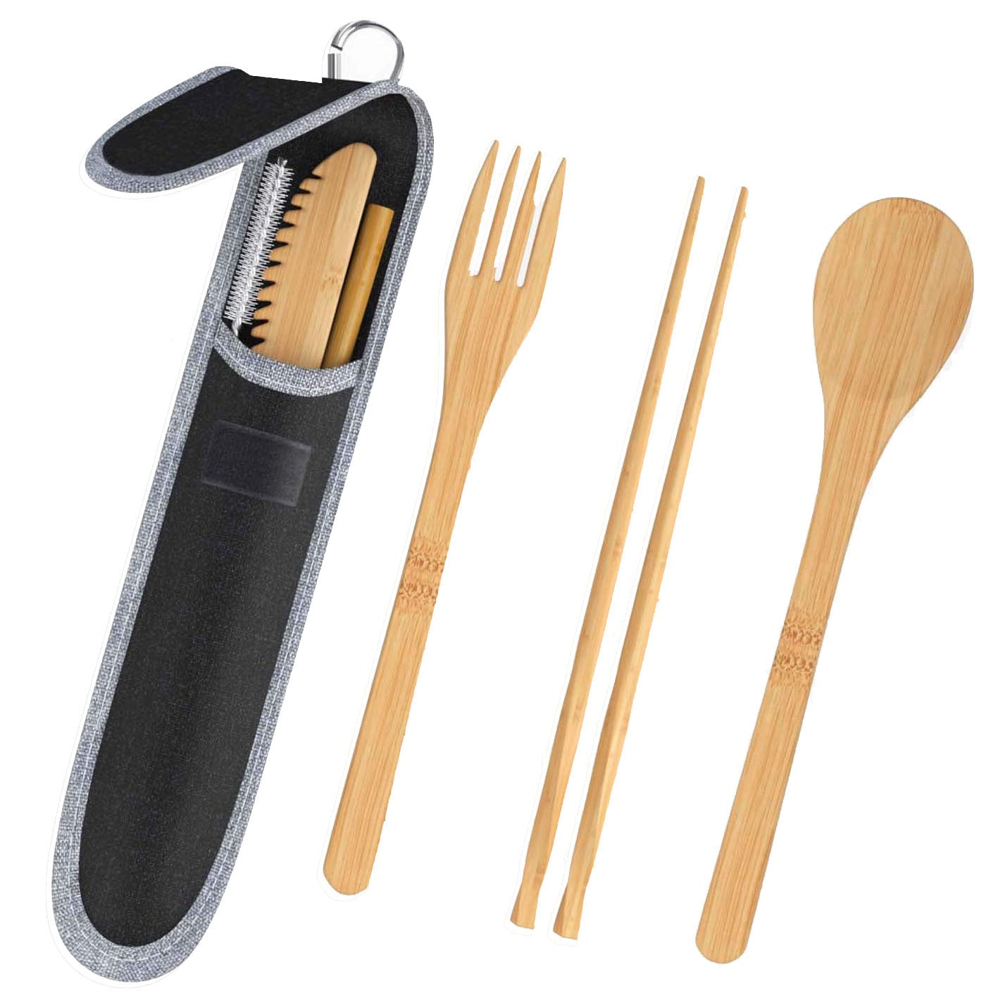 Bamboo Cutlery Set for Travel, Camping, and Everyday Use