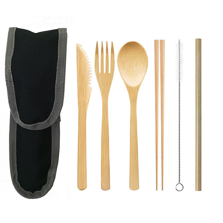 Bamboo Cutlery Set for Travel, Camping, and Everyday Use