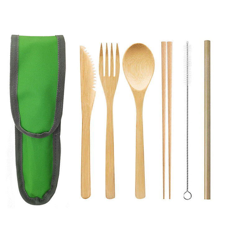 Bamboo Cutlery Set for Travel, Camping, and Everyday Use