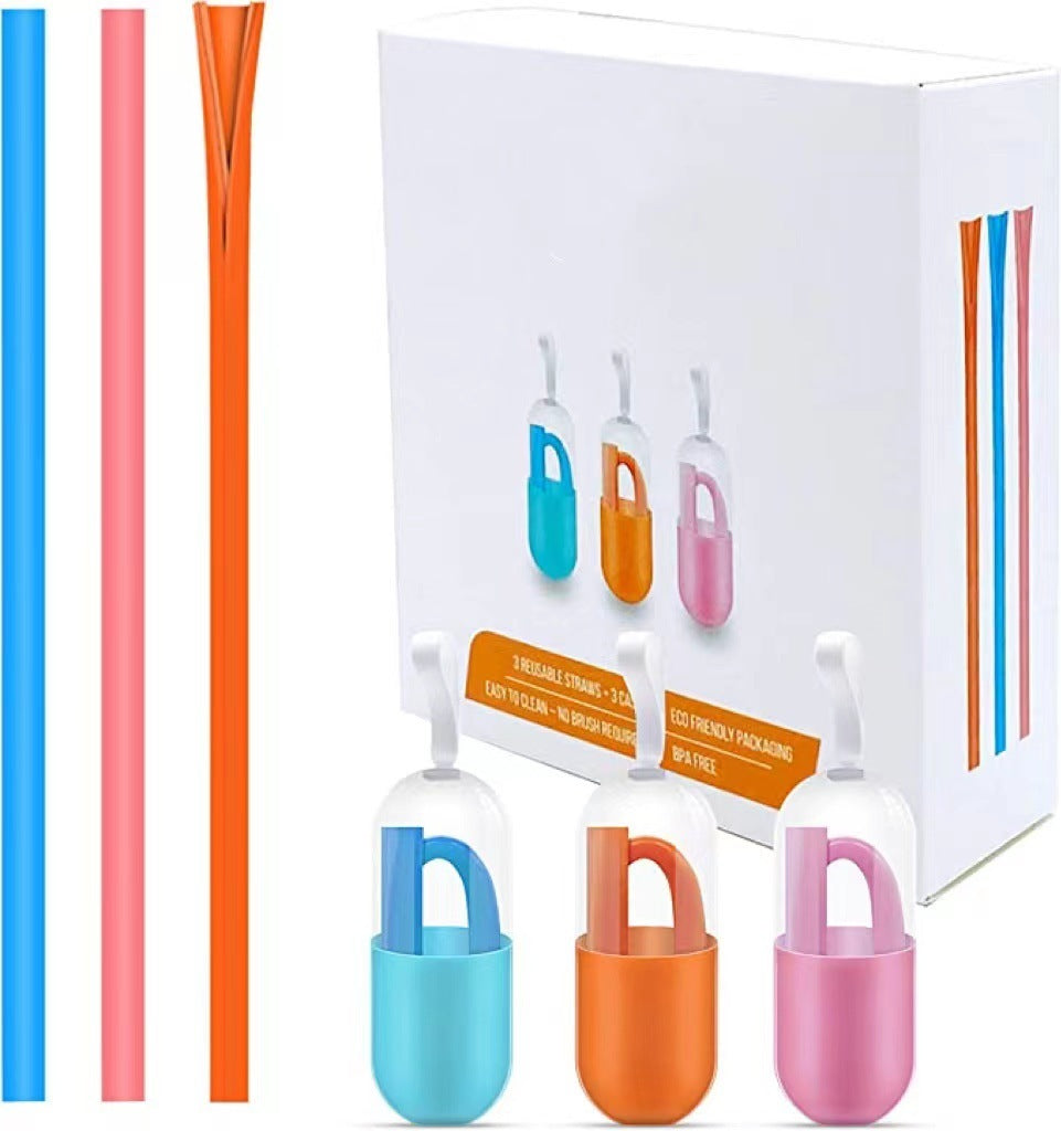 Reusable Silicone Buckle Straw