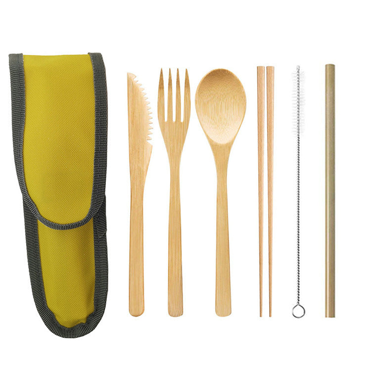 Bamboo Cutlery Set for Travel, Camping, and Everyday Use