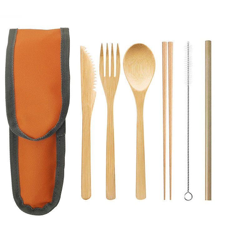 Bamboo Cutlery Set for Travel, Camping, and Everyday Use